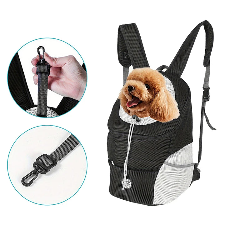 Double Shoulder Portable Outdoor Pet Backpack for Dogs -Travel - Breathable Dog Bag Carrier