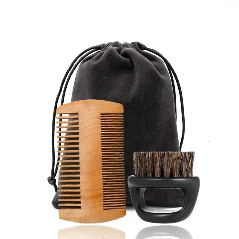 Professional Men's Soft Boar Bristle Beard Shaving Brush Comb Kit with Gift Bag