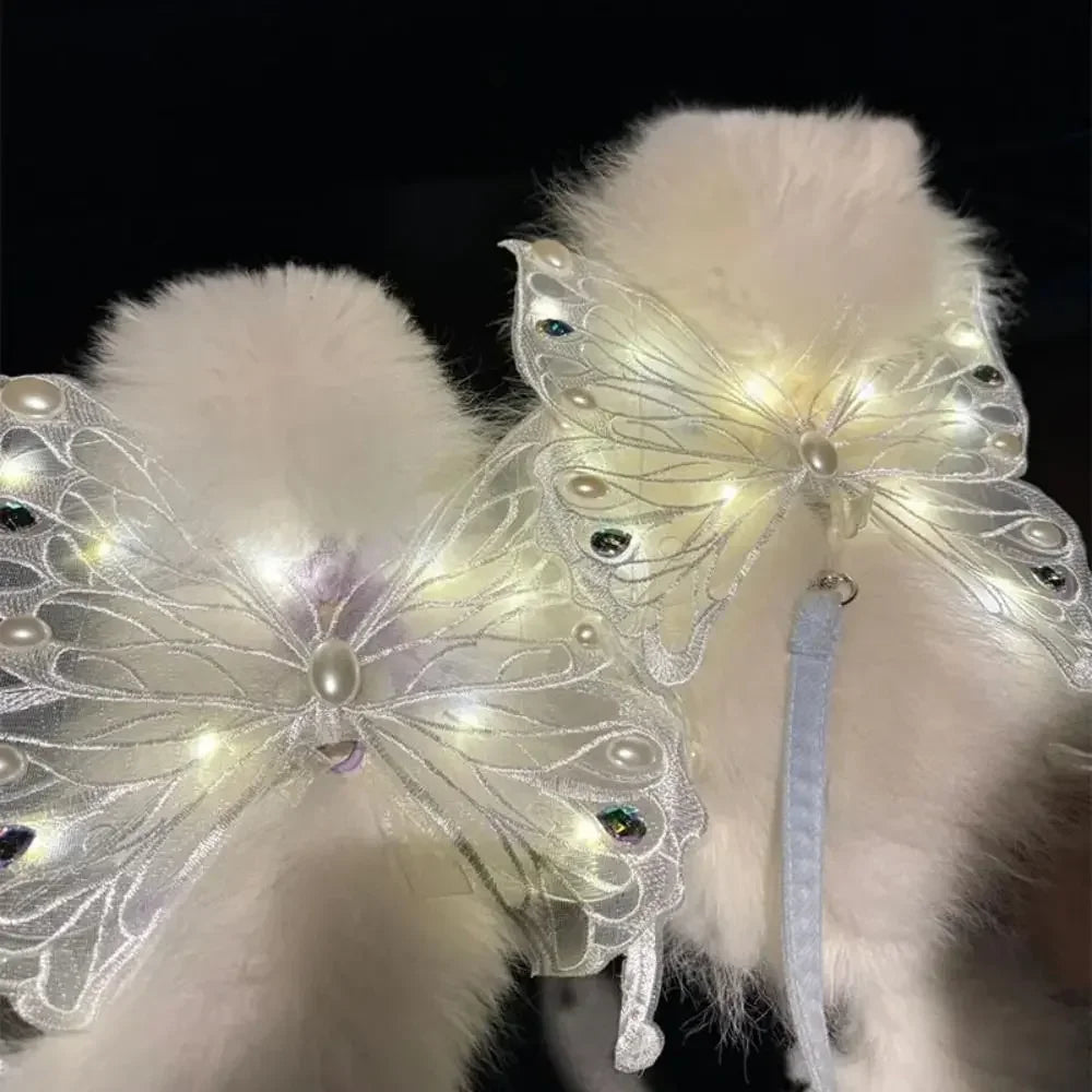 Dog Wings Glowing Butterfly Back Decoration Creative Cute Pet Accessories Dog Clothes for Small Medium Accessory Cat Supplies