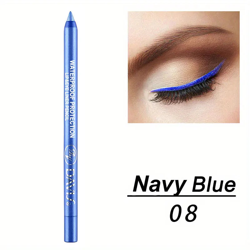 Brillant Colors Smudge-Proof High-Shine Waterproof Eyeliner Pencil - Long-Lasting, Black & Multicolor Opt