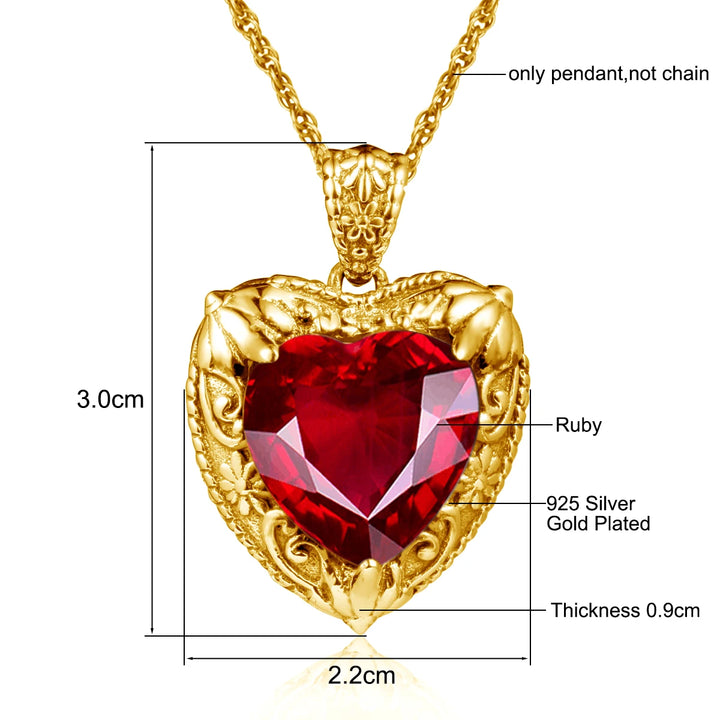 Heart Pendant made of 925 Silver with Rose Gold or Gold plating and Synthetic Stone.