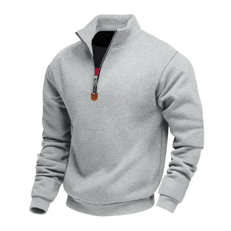 Heavy Fleece Long-sleeved Men's Sweatshirt Half Zipper Loose Stand-up Collar Pullover