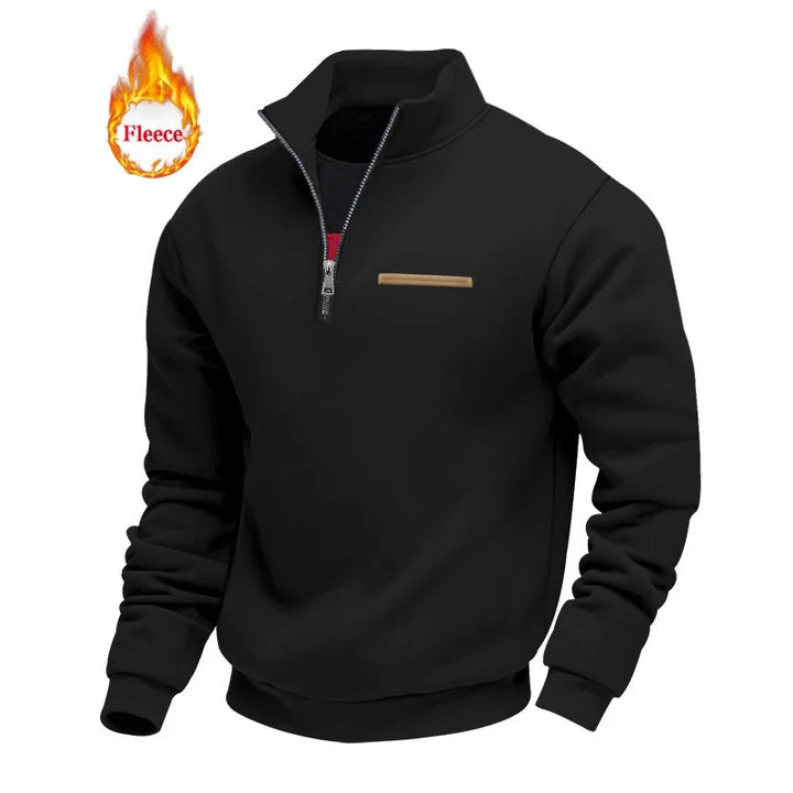 Heavy Fleece Long-sleeved Men's Sweatshirt Half Zipper Loose Stand-up Collar Pullover
