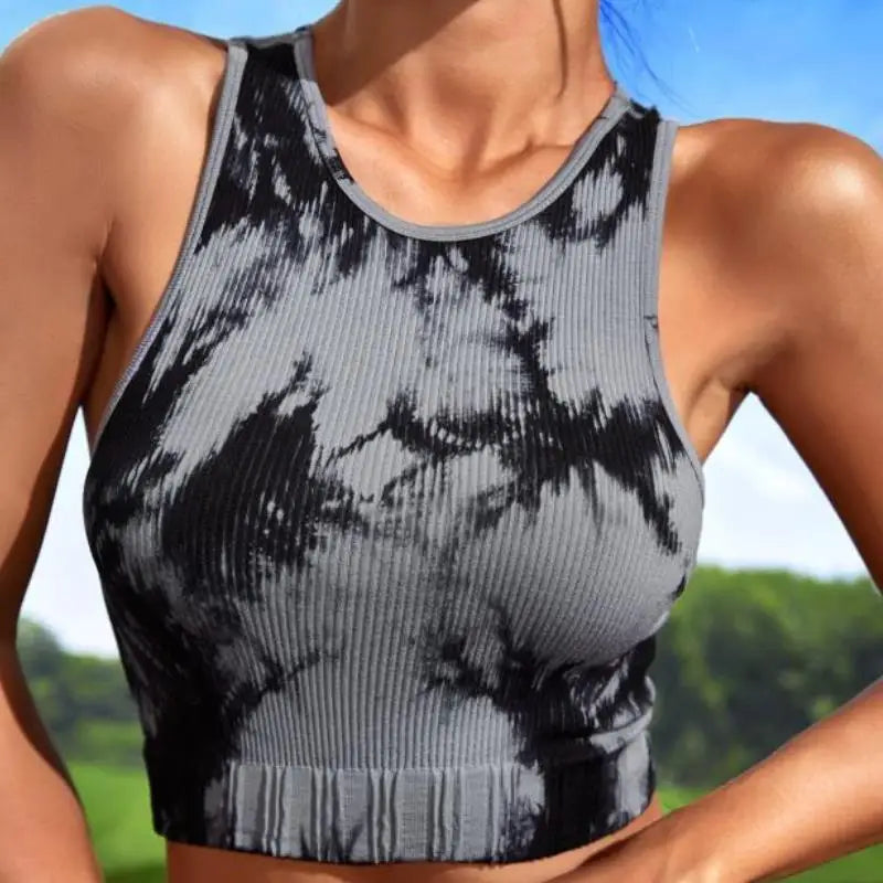 Women's Tie Dye Sleeveless Workout Casual Cropped Tank Top