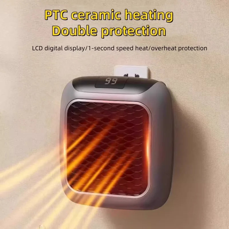 Compact and Powerful 800W PTC Ceramic Heater with Remote Control - Keep Small Spaces Warm - US Plug