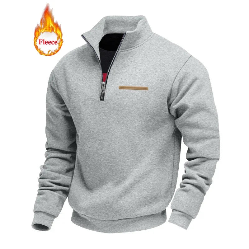 Heavy Fleece Long-sleeved Men's Sweatshirt Half Zipper Loose Stand-up Collar Pullover