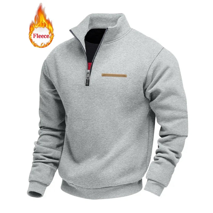 Heavy Fleece Long-sleeved Men's Sweatshirt Half Zipper Loose Stand-up Collar Pullover