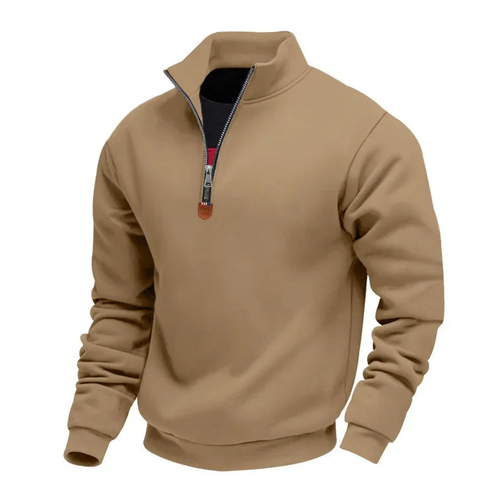Heavy Fleece Long-sleeved Men's Sweatshirt Half Zipper Loose Stand-up Collar Pullover