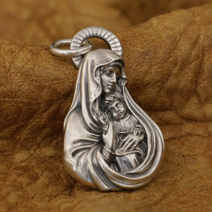 Protection from Virgin Mary Faith Base Charm Pendant Necklace of Grace Jewelry- 925 Sterling Silver - S/L