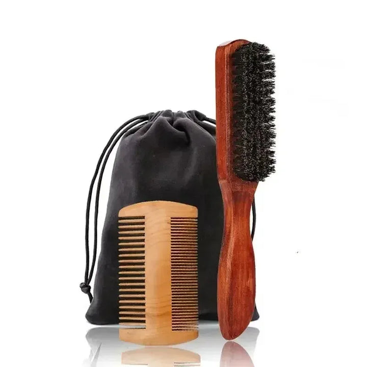 Professional Men's Soft Boar Bristle Beard Shaving Brush Comb Kit with Gift Bag
