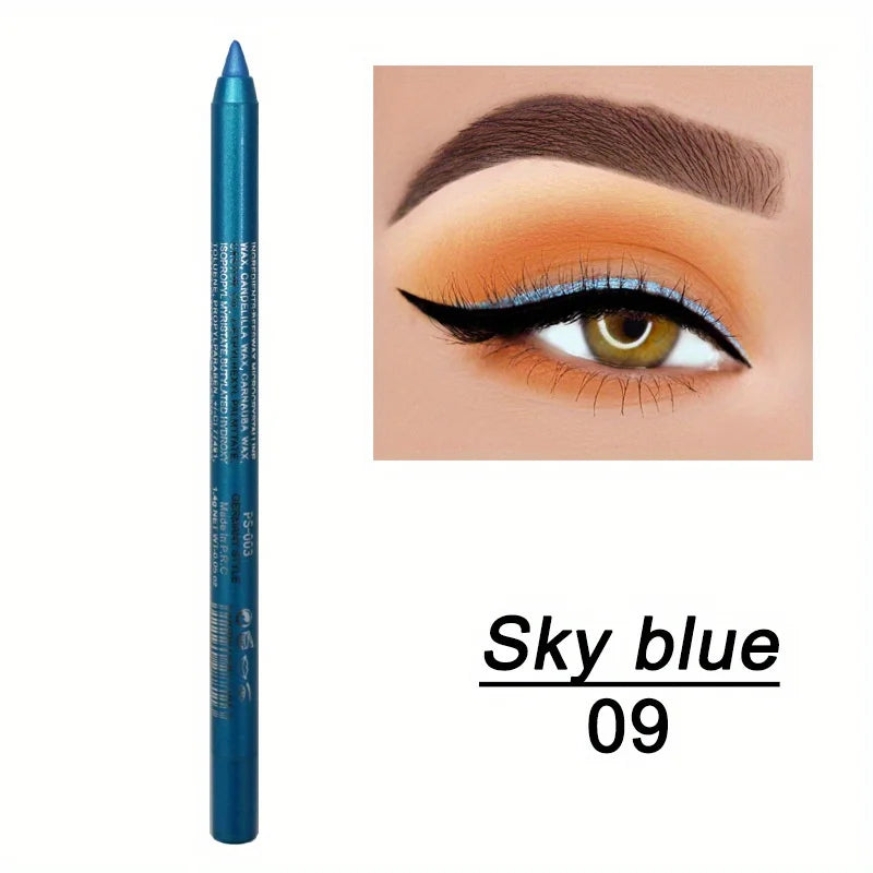 Brillant Colors Smudge-Proof High-Shine Waterproof Eyeliner Pencil - Long-Lasting, Black & Multicolor Opt