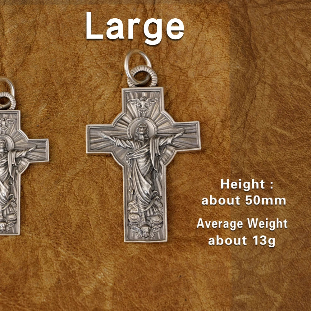 LINSION 925 Sterling Silver Jesus Christ Cross Pendant Charms Good Detail Pendant TA341