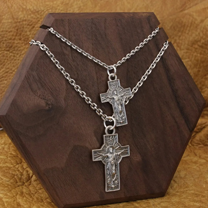 LINSION 925 Sterling Silver Jesus Christ Cross Pendant Charms Good Detail Pendant TA341