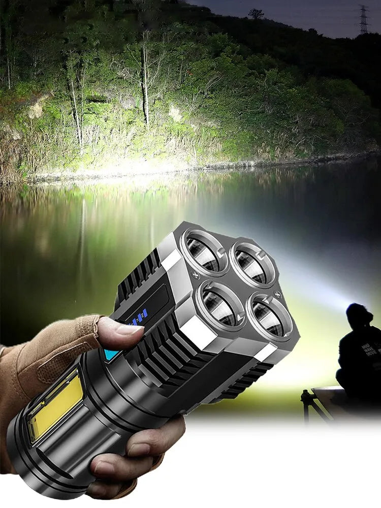 High Powered Handheld LED USB Rechargeable Flashlight. Great for Camping or Car or to Have on Hand for Emergency's or for a Childs Room.