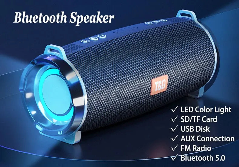 “TG157 ThunderBeat: Waterproof Outdoor Bluetooth Speaker with LED Lights, Powerful Subwoofer, TF & FM Radio Support”