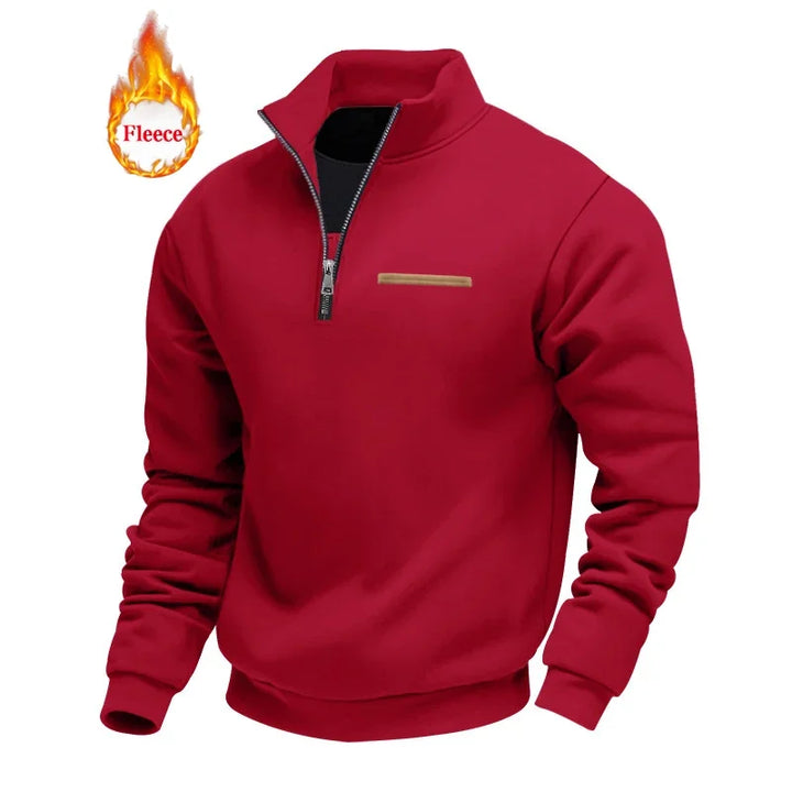 Heavy Fleece Long-sleeved Men's Sweatshirt Half Zipper Loose Stand-up Collar Pullover