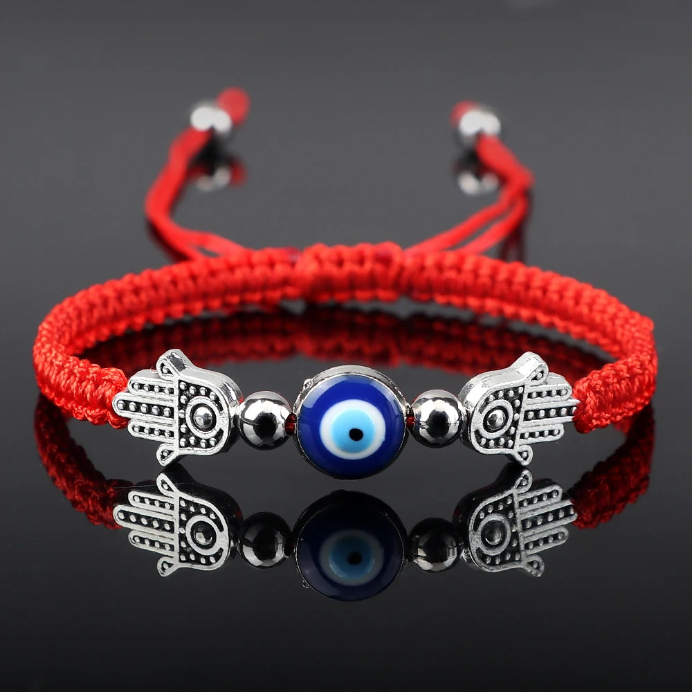 Turkish Evil Eye Braided Bracelet Red Nylon Thread Elephant Hand of Fatima Charm Couple Bracelet&Bangle Chain Pulsera Jewelry