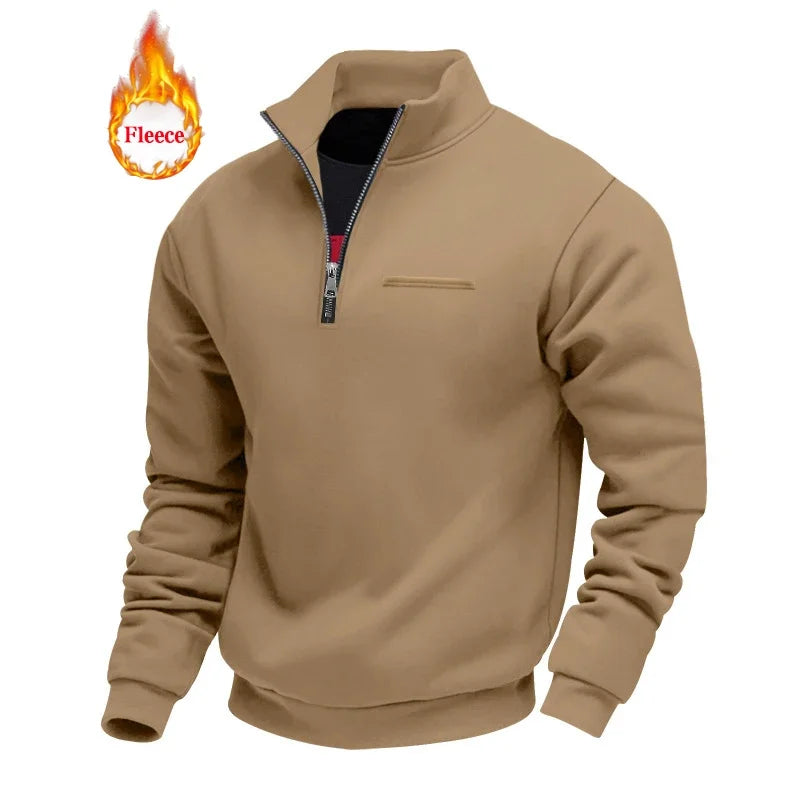 Heavy Fleece Long-sleeved Men's Sweatshirt Half Zipper Loose Stand-up Collar Pullover