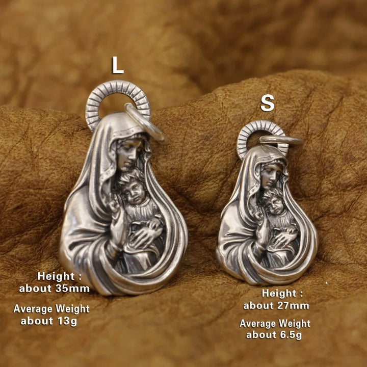 Protection from Virgin Mary Faith Base Charm Pendant Necklace of Grace Jewelry- 925 Sterling Silver - S/L