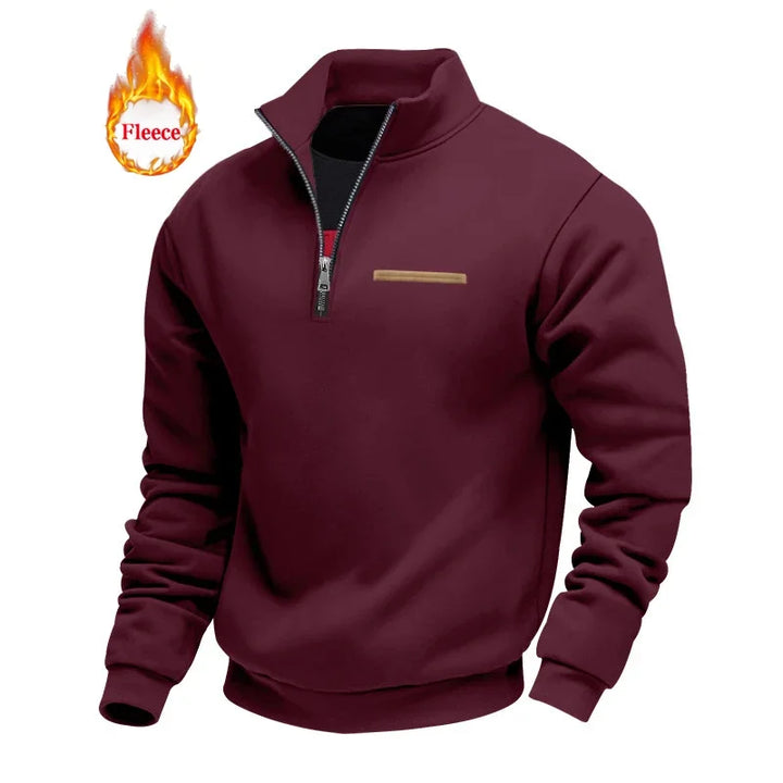 Heavy Fleece Long-sleeved Men's Sweatshirt Half Zipper Loose Stand-up Collar Pullover