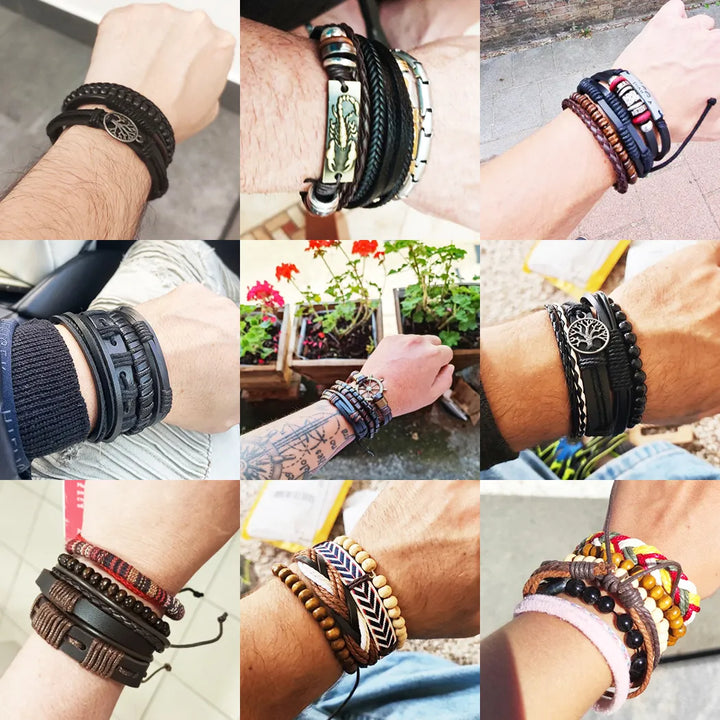 Crafted Boho Leather Wrap Bracelets for Men or Women