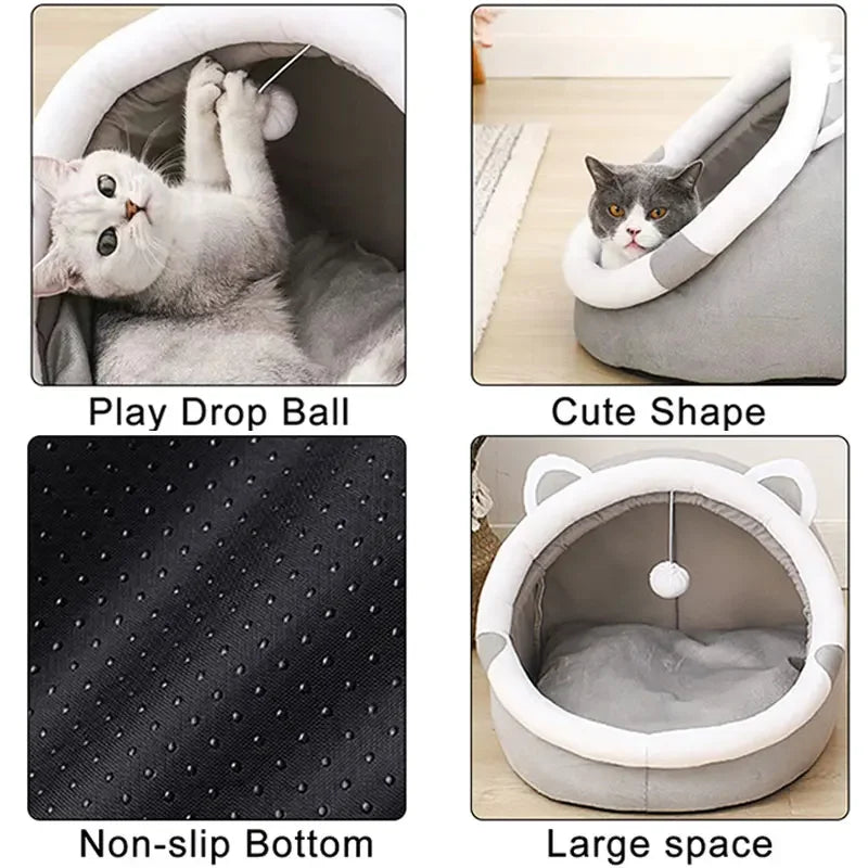 Pet Cave Bed for Cats or Small Dogs Self-Warming Comfort