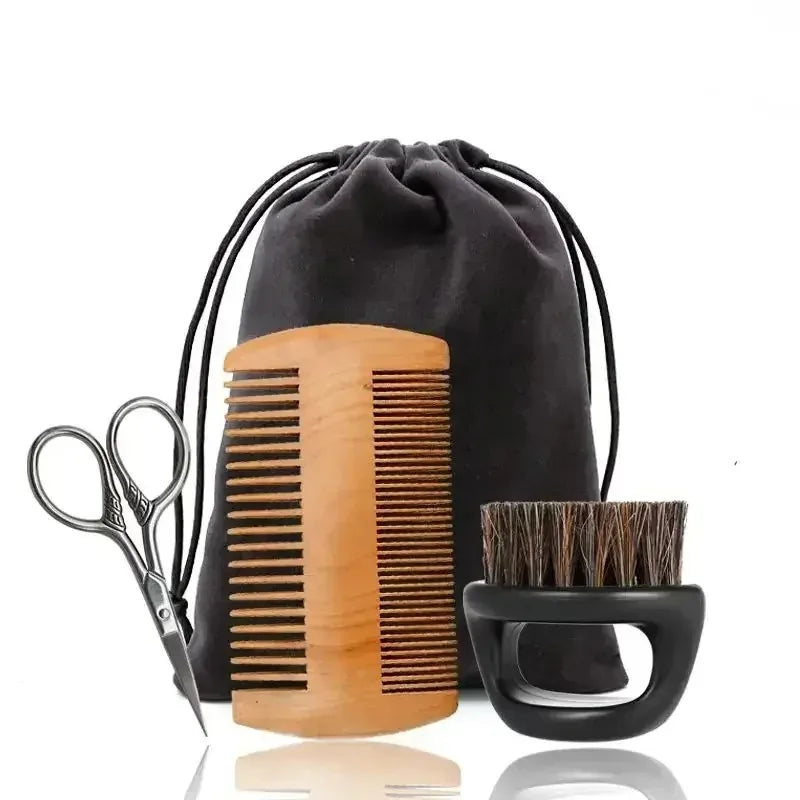 Professional Men's Soft Boar Bristle Beard Shaving Brush Comb Kit with Gift Bag
