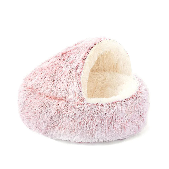 Plush Round Cushioned Nesting Pet Bed Cave for Cats or Small Dogs - 3 Sizes to Choose From