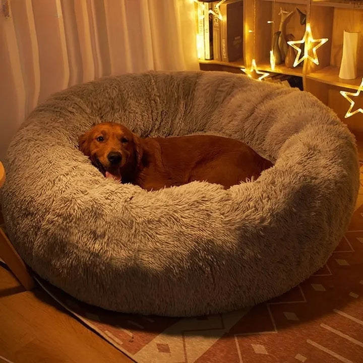 Big Round Fluffy Pet Bed - Ultra Soft, Plush and Washable Dog