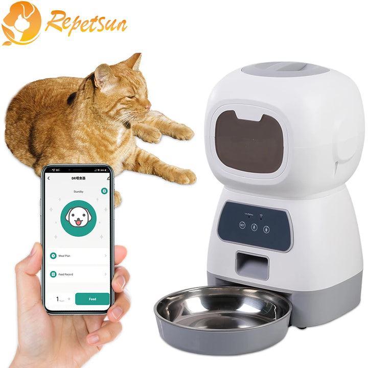 "Smart 3.5L Automatic Pet Food Feeder with Timed Meals, Voice Recording, & Spill-Proof Design – Perfect for Busy Pet Owners!"