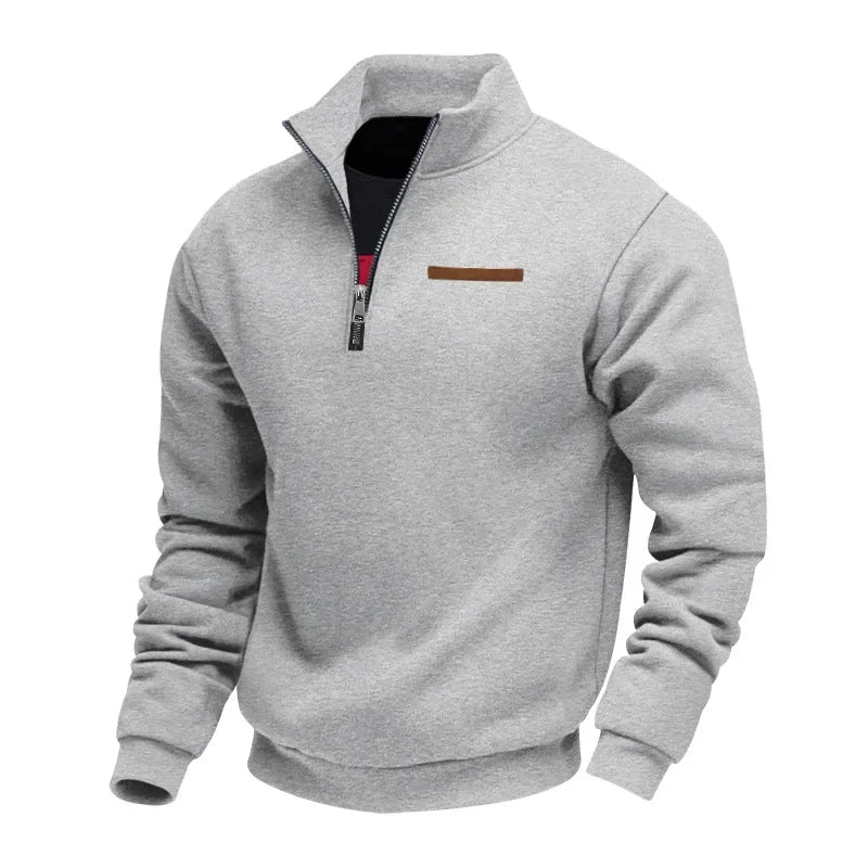 Heavy Fleece Long-sleeved Men's Sweatshirt Half Zipper Loose Stand-up Collar Pullover