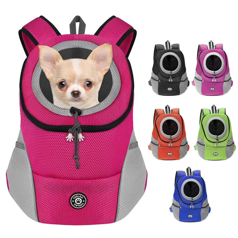 Double Shoulder Portable Outdoor Pet Backpack for Dogs -Travel - Breathable Dog Bag Carrier