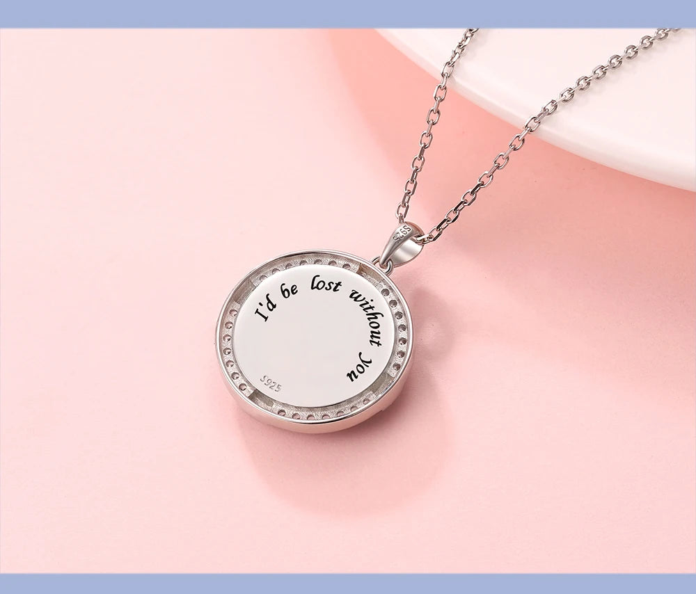 🧭 Sterling Silver Spinning Compass Necklace – Navigate Life in Style