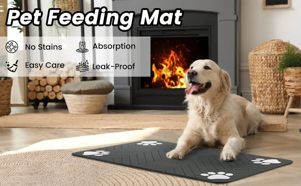 Pet Feeding Mat-Absorbent Pet Placemat for Food and Water Bowl, with Waterproof Rubber Backing, Quick Dry Water Mat for Dog Cat