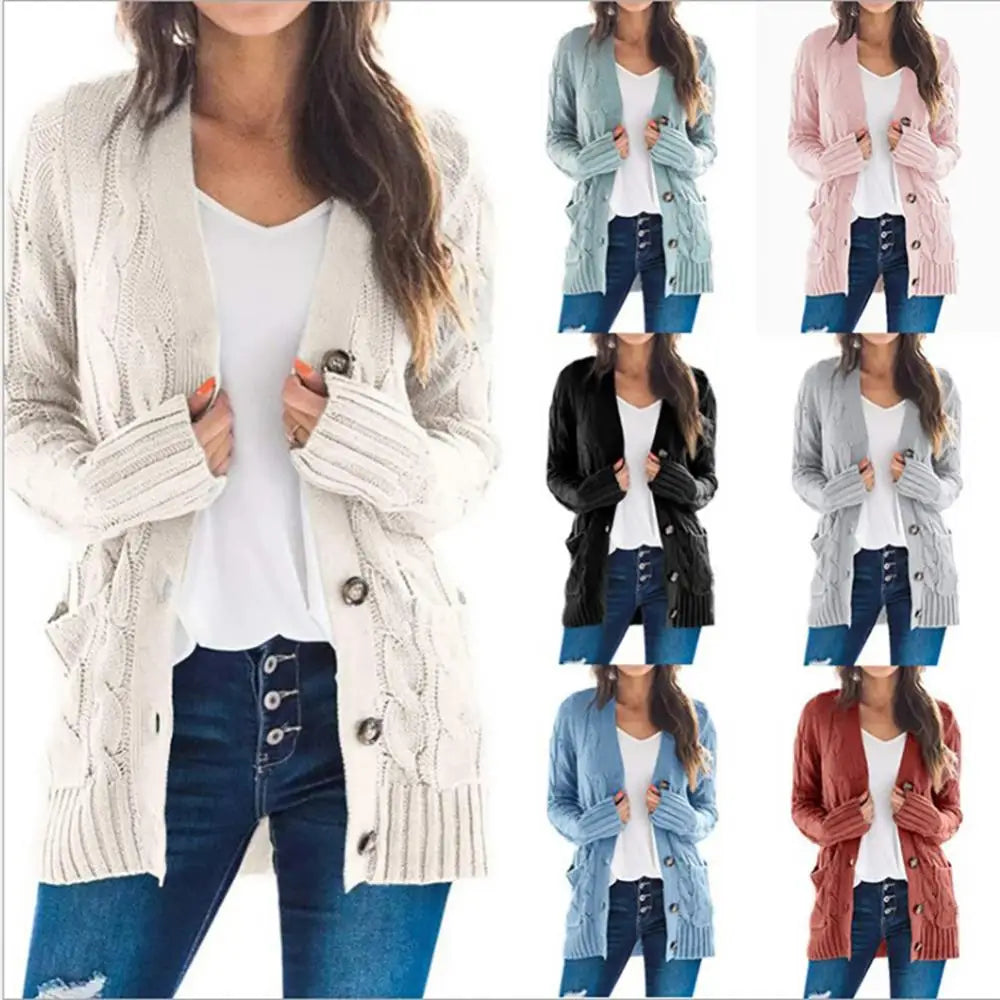 Women's Everyday Knitted Button Up Long Sleeve Casual Cardigan, for Anytime You are Chilly.