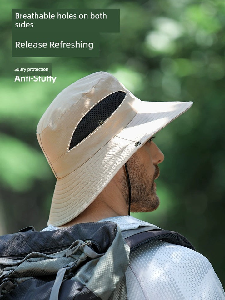 Sun Hat Men's Summer Fisherman Sun Hat Women's Breathable and UV-Resistant Outdoor Mountaineering Fishing Big Brim