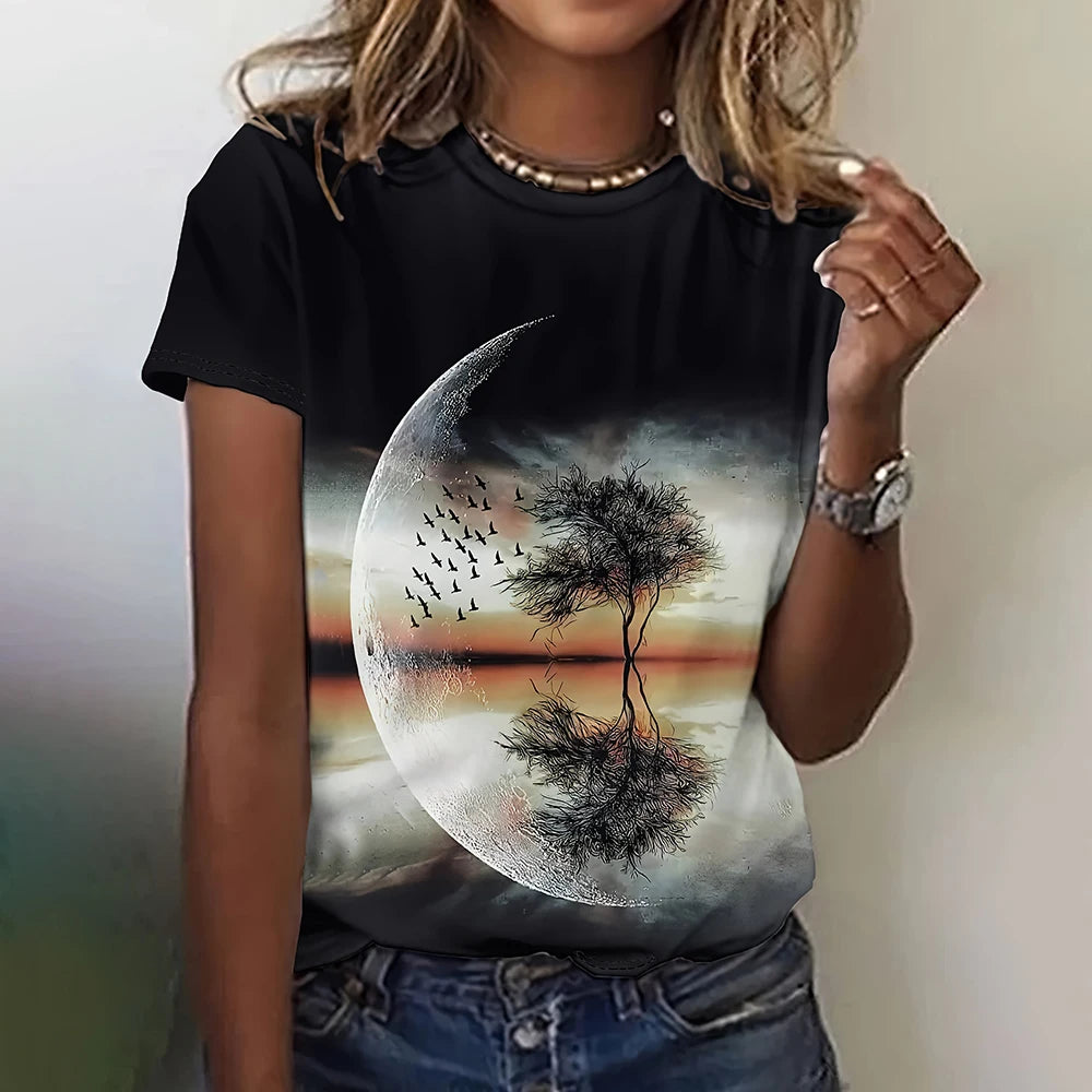 New Jesus Retro Virgin Mary 3D Print T-Shirts - Women's Casual Short Sleeve T Shirt