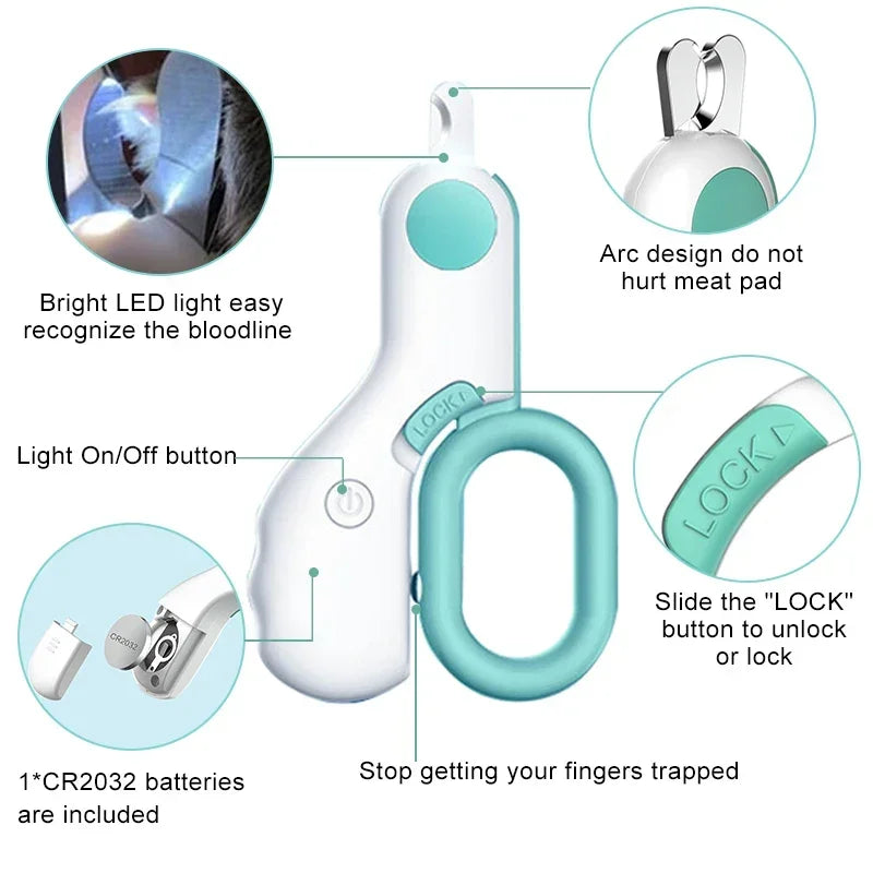 Safe Pet Nail Clippers - Comes with a LED Light to Safely Clip Your Cat or Small Dogs Nails