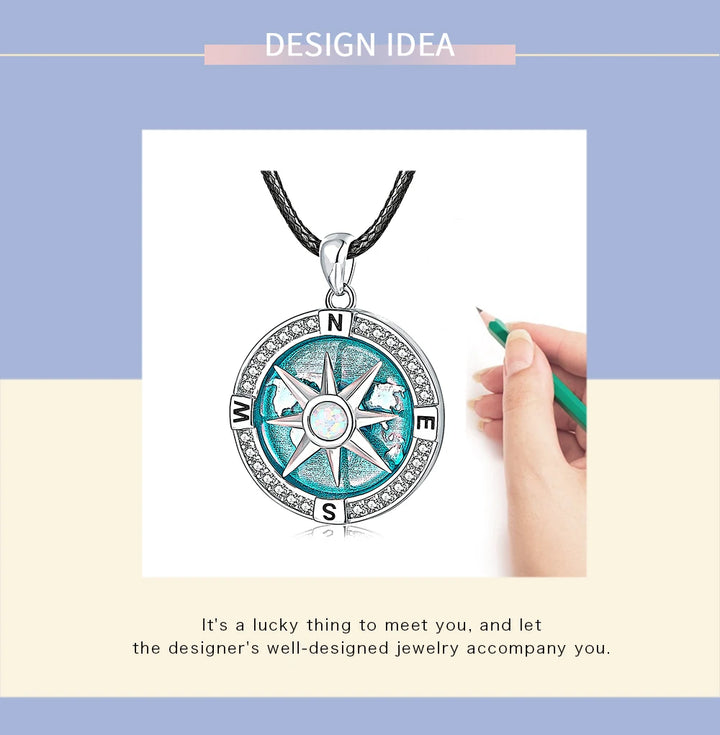 🧭 Sterling Silver Spinning Compass Necklace – Navigate Life in Style
