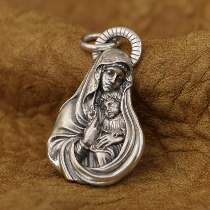 Protection from Virgin Mary Faith Base Charm Pendant Necklace of Grace Jewelry- 925 Sterling Silver - S/L