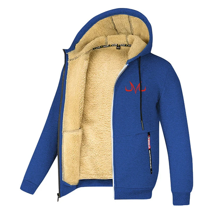 Print Sherpa Fleece Lined Jackets for Men Winter Warm Plush Coats with Zipper Pockets Zip Up Hoodie Sweatshirt Outwear Outfits