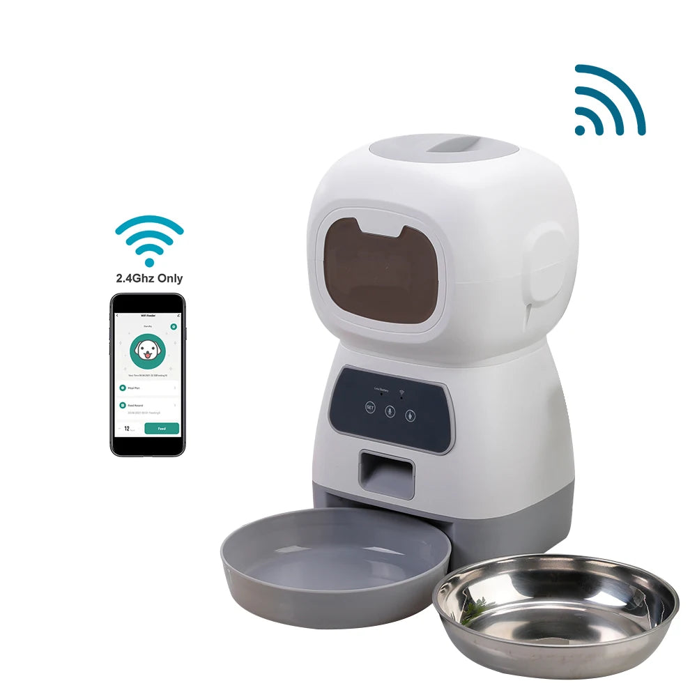 "Smart 3.5L Automatic Pet Food Feeder with Timed Meals, Voice Recording, & Spill-Proof Design – Perfect for Busy Pet Owners!"