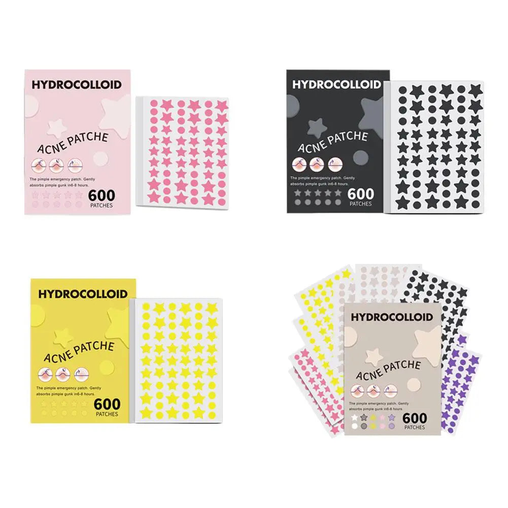 "600 Fun Star-Shaped Acne Patches – Gentle & Colorful Skincare for Teens"