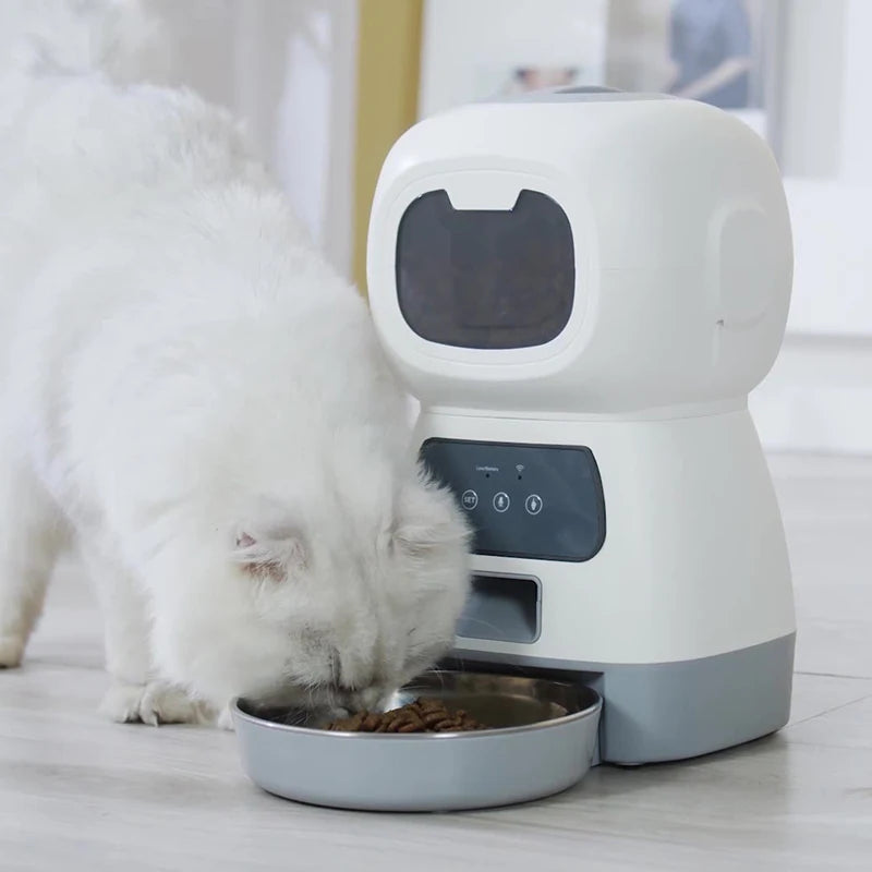 "Smart 3.5L Automatic Pet Food Feeder with Timed Meals, Voice Recording, & Spill-Proof Design – Perfect for Busy Pet Owners!"