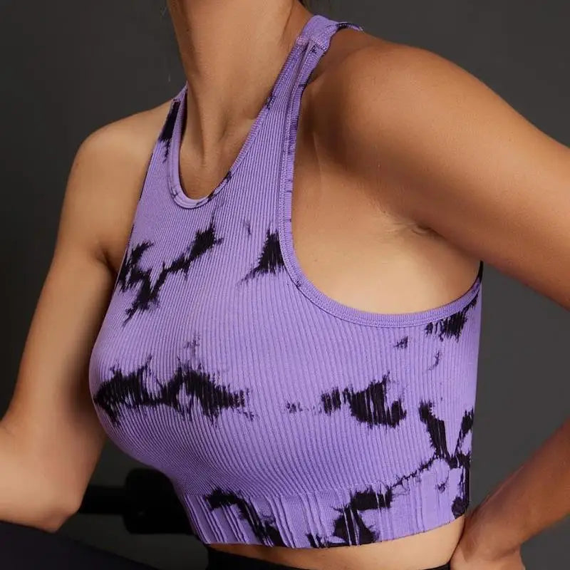 Women's Tie Dye Sleeveless Workout Casual Cropped Tank Top
