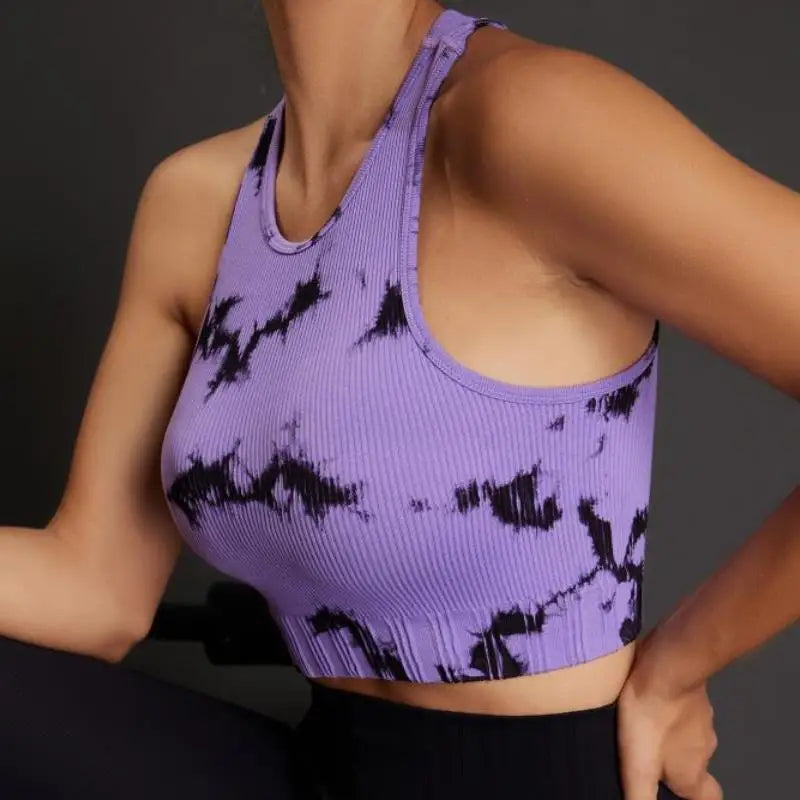 Women's Tie Dye Sleeveless Workout Casual Cropped Tank Top