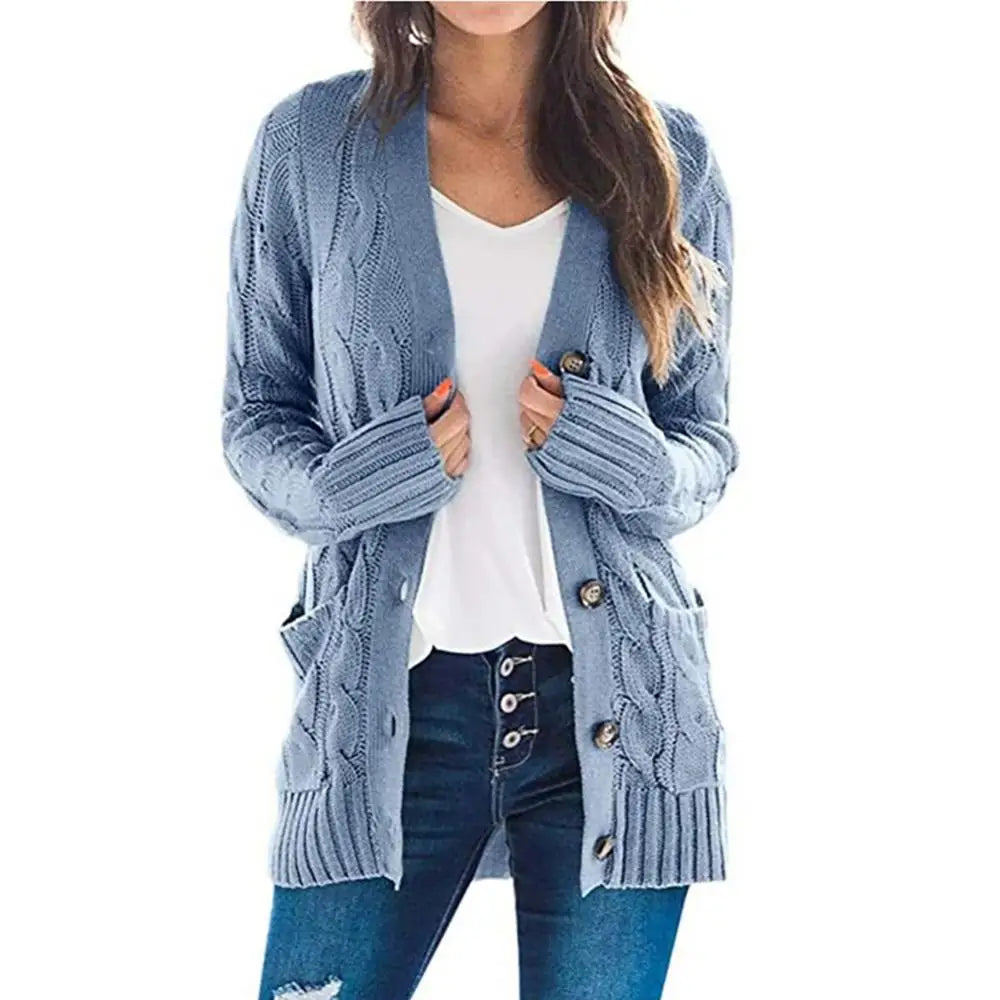 Women's Everyday Knitted Button Up Long Sleeve Casual Cardigan, for Anytime You are Chilly.