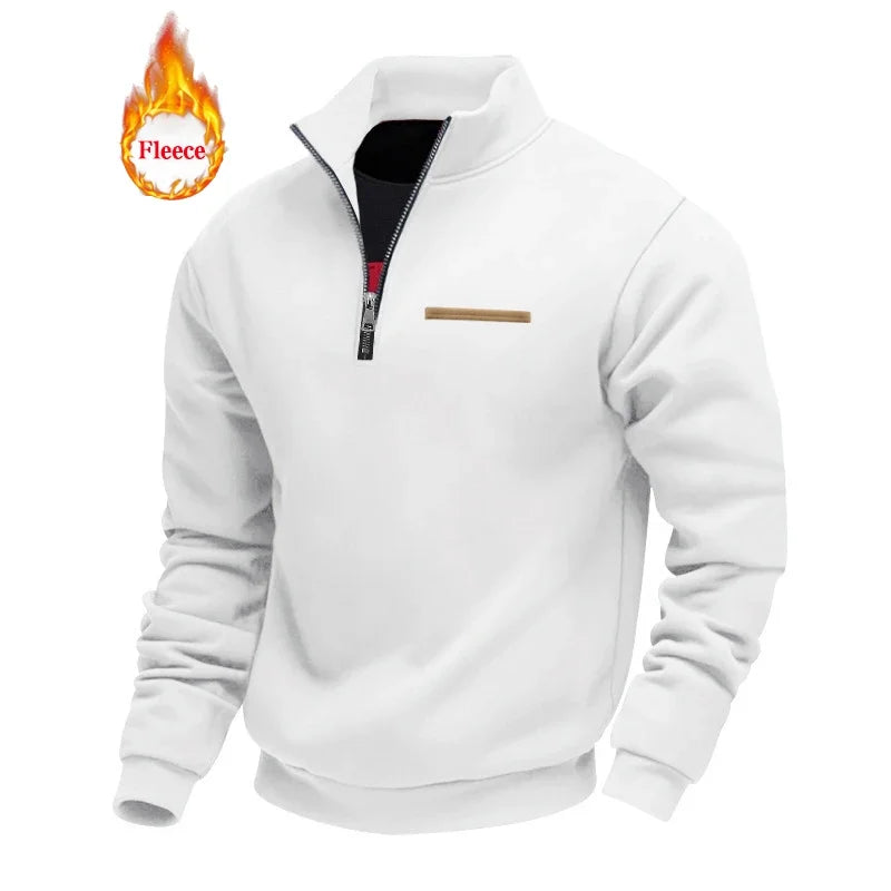 Heavy Fleece Long-sleeved Men's Sweatshirt Half Zipper Loose Stand-up Collar Pullover