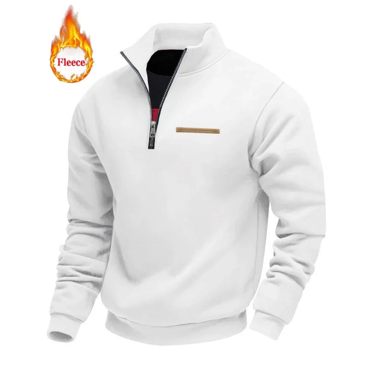 Heavy Fleece Long-sleeved Men's Sweatshirt Half Zipper Loose Stand-up Collar Pullover