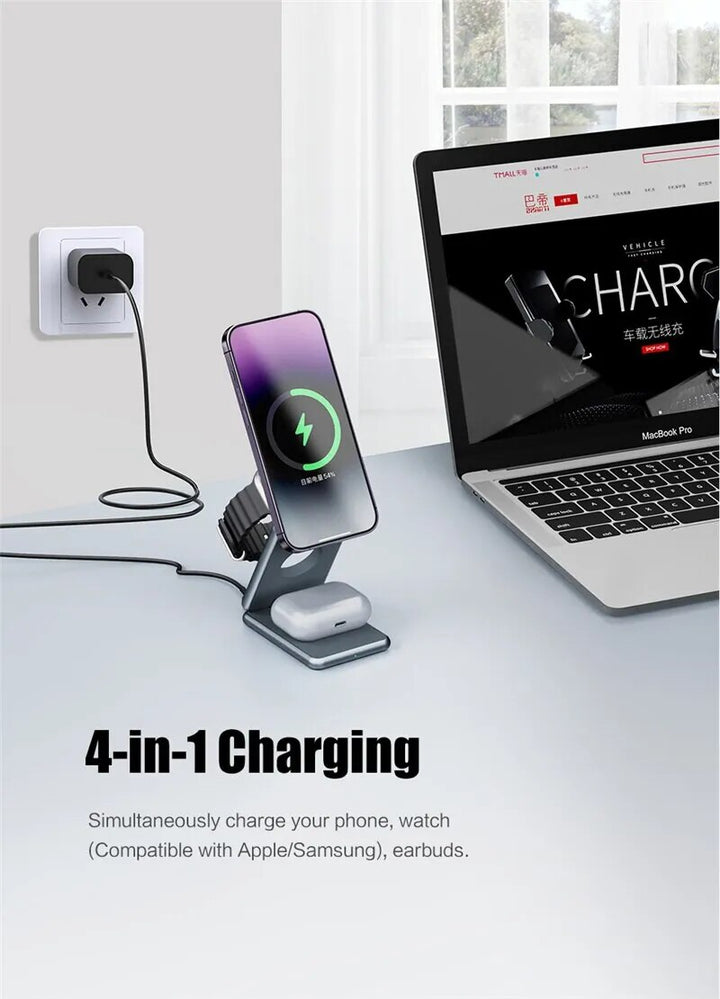 3 In 1 Magnetic Wireless Charger Stand Pad for iPhone